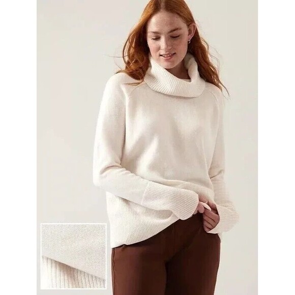 Athleta Alpine Sweater Large Alpine White Sweater Turtleneck Sweater Athleta SzL - Picture 1 of 16
